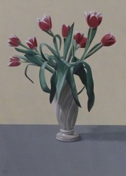 Richard Baker: Nine Tulips in a Tall Vase Richard Baker: Nine Tulips in a Tall Vase