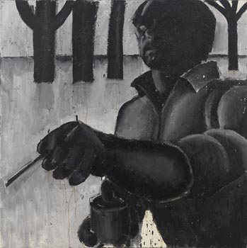 Lester Johnson: Self-Portrait with Lanscape Lester Johnson: Self-Portrait with Lanscape